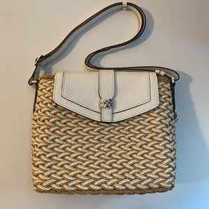 Brighton Adena Flap Bag Wheat Straw with White Leather - Spring 2019